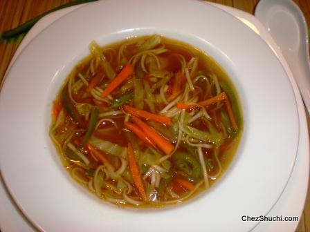 hot sour veg noodle soup